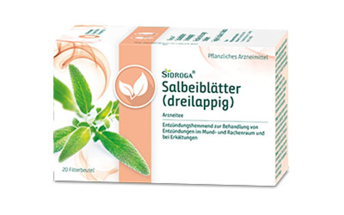 Sidroga Salbeiblätter Arzneitee: Pflanzliches Arzneimittel Packung Sidroga Salbeiblätter (dreilappig)